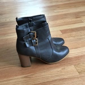 Grey heeled booties